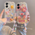 New Casing OPPO A77s A57 4G A77 A76 A96 A95 A55 A54 5G 4G Cubic Doll Rabbit Cartoon Phone Case with Flowers Bracelet Lens Protection Shockproof Soft Cover 2023. 