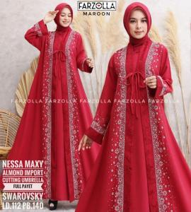 NESSA MAXY - dress wanita - gamis lebaran - dress terbaru - gamis wanita terbaru - gamis trend - dress lebaran - LD 112 - gamis wanita lebaran - almond import - sangat recommended