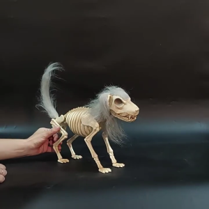 Weather Resistant Skeleton Dog Property With Removable Hair Halloween Yard Decors Easy Assembly Design