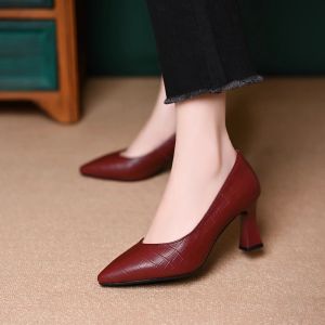 [Free Shipping] Retro High Heels New Spring/Autumn Collection Pointed-Toe Shallow-Cut Stiletto Heel Elegant And Professional Black