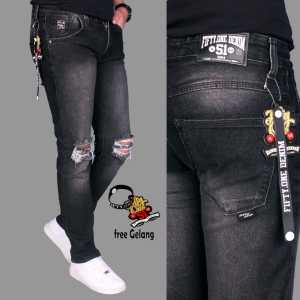 FIFTYONE Celana Jeans Panjang Sobek Lutut - Ripped Jeans Pria Slimfit