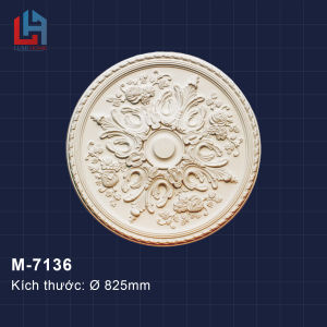 Phù điêu trần PU LUMI HOME đường kính 82.5cm Mâm trần PU hoa văn trang trí trần siêu bền mã PU M-7136