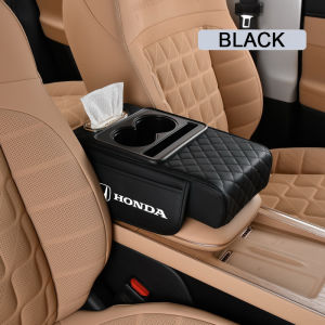 Car Armrest Storage Box Car Center Console Organizer With Cup Holder Tissue Box Universal PU Leather Armrest Pad For Honda City Civic Fit Jazz HRV BRV CRV WRV Brio Accord Mobilio Mugen Power Type R S RS Mugen Power