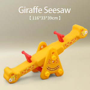 Beige Seesaw Giraffe-themed Double Rocker for Kids Height-adjustable Indoor/Outdoor Kids Toy for 2 - 8 Years Old