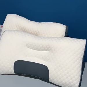 Honeycomb SPA Massage Pillow 3D Double Stitched Knitted Cotton Neck Pillow Core for Men Non-Collapsing Cervical Pillow for Home Use