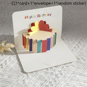Fantic 3D Happy Birthday Card Cake Flower Card With Envelope Funny Birthday Card For Women Men Kid Friends Greeting Cards Gift Party