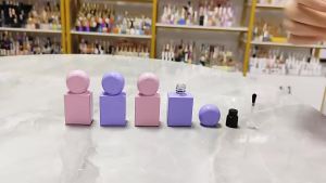 10/30pcs New 10ml Empty Glass Bottles Pink Square -flat Bottles With Brush Cap Nail Oil Nail Art Tool