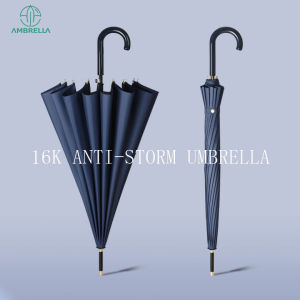 (1-3 Days Delivered)AMBRELLA Long umbrella16K windproof curved handle big umbrella rainproof quality classic umbrella small rain or shine umbrella