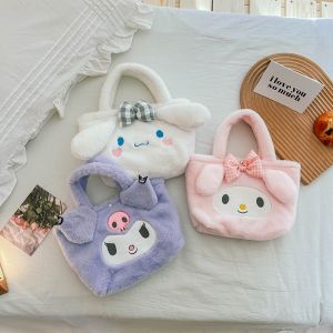 Kawaii Kuromi Sanrio Plush Bag Cartoon Handbag Crossbody Bag High Capacity Backpack Student Girl Birthday Gift