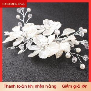 CS Cô dâu pha lê ngọc trai hoa tóc Clip trang sức tóc cưới phụ kiện tóc sang trọng