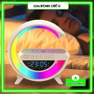BT 3401 Loa Bluetooth Thông Minh Chữ G Âm Thanh Vòm 360 Độ Tích Hợp Sạc Không Dây 15W Đồng Hồ Báo Thức Đèn LED