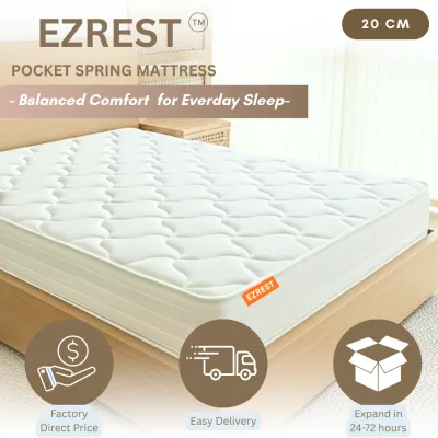 EZREST 20CM POCKET SPRING MATTRESS (8”) / SINGLE / SUPER SINGLE MATTRESS /QUEEN MATTRESS / KING MATTRESS
