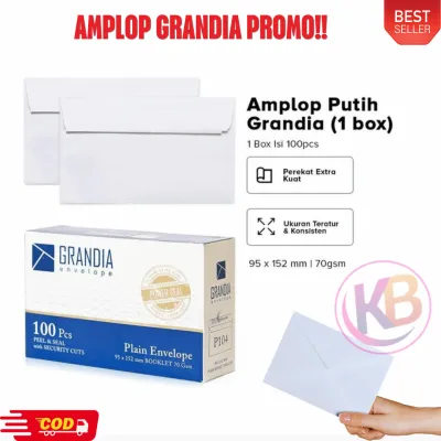 (PROMO AMPLOP MURAH !! ) 1 box AMPLOP Surat PUTIH 104 polos Grandia ekonomis 100 lembar ada perekat / 1 Pack Amplop Grandia Putih 104 Isi 100 Lembar/Amplop Kondangan Murah /Kepp Blessing