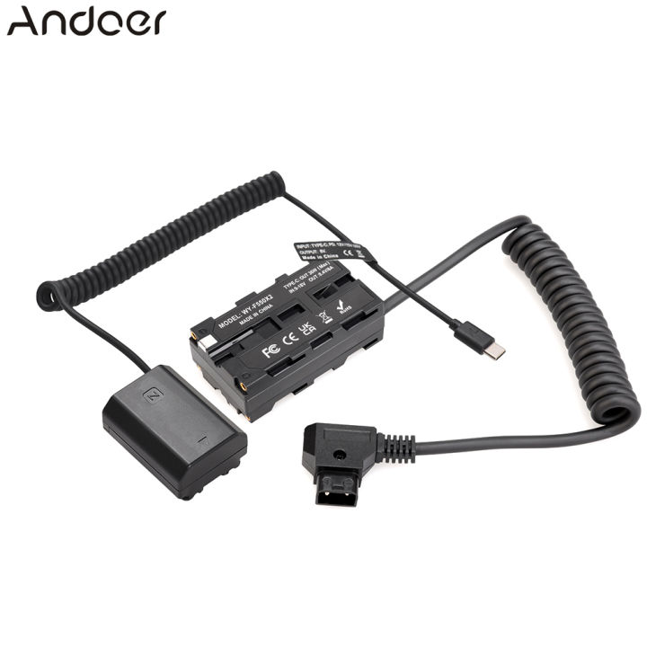D Tap to NP F970 F570 F550 Dummy Battery 2 in 1 DC Coupler LED Light Digital Camera Dummy Battery for Atomos Ninja V Monitor