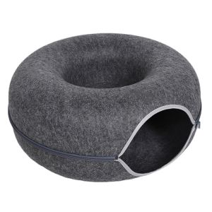 Cat Tunnel Bed Felt Nest Removable Indoor Pet Play Hideout Cozy Kitten Training