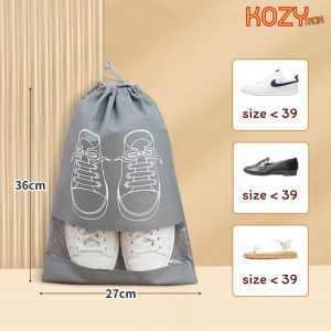 kozimor ถุงใส่รองเท้าแบบหูรูด กันน้ำกันฝุ่น 27x36cm/32x44cm ถุงเก็บรองเท้า พกพาสะดวก