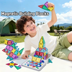 Baby Mini Tile Magnetic Building Cubes with Tin Case Travel Educational Magnetic Toys Toddlers
