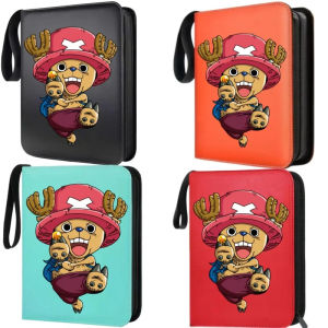 400pcs Large Capacity PU Zipper Card Album Luffy Zoro Nami 4-grid Loose-leaf Card Binder Anime Collectors Kids Gift