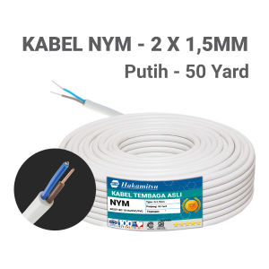 Kabel NYM 2 x 15mm 50 Yard Full / Kabel Listrik Tembaga Murni PVC SNI / Mrek Hakamitsu