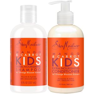 SheaMoisture Kids Mango & Carrot Shampoo and Conditioner Set w/Orange Blossom Extract Strengthening Hair Products for Kids