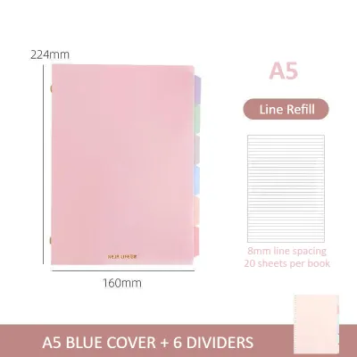 A5/B5 Binder Notebook with Dividers Line Paper Refillable Spiral Loose Leaf Notebook Journal Notebook