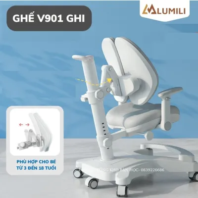 Ghế chống gù cao cấp điều chỉnh đa chiều LUMILI V901 chống gù chống cận thông minh có khóa điều chỉnh lưng ghế