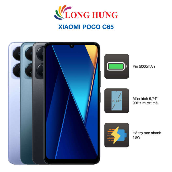 Điện thoại Xiaomi Poco C65 - Hàng chính hãng - Màn hình IPS LCD 6.74 inch, Camera sau 50MP, Pin 5000 mAh