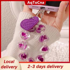 [COD] AqToCna Ship within 24 hours Crystal Love Heart Lanyard Anti-Lost Bracelet For Mobile Phone Case Wrist Strap Car Keychain Cute Phone Charm