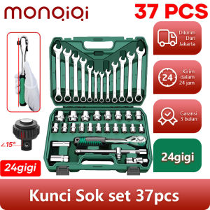 Kunci Shock Set 37pcs 24gigi/72gigi Kunci Sok set alat kunci pas/Kunci Mata Sok 37PCS/Full Lengkap Socket Toolkit  24gigi Tools Set 37pcs/53pcs Tool Set 37pc Termasuk Kunci Pas Ring Set 12pcs Dan 21pcs Mata Shock