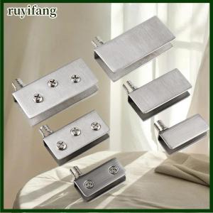 ruyifang 2Pcs Glass Pivot Hinge Rotation Axis Stainless Steel Wine Cabinet Door Rotating Hinges Clamp Clip Shaft Hidden Hinge Hardware
