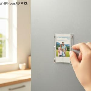 WP💓💛💖 3 Inch Refrigerator Magnet Photo Frame Set Transparent Minimalist Acrylic Display 1 or 5 Pieces for Office Kitchen