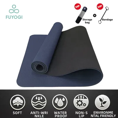 FUYOGI TPE Yoga Mat for Workout Thickness 6MM Pilates Mat Sports Fitness Body Shaping Aerobics