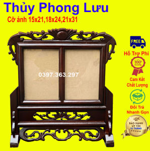 Khung ảnh thờ đôi loại 2 ảnh gỗ hương cỡ hình thờ 18x24 và 21x31