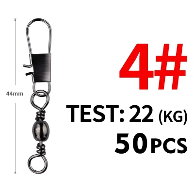 Meredith 50Pcs/Lot Fishing Connector Pin Bearing Rolling Swivel Stainless Steel with Snap Fishhook Lure Tackle Accessorie