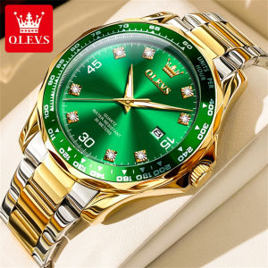 OLEVS 9988 Quartz Men Fashion Watch Round-dial Stainless Steel Watchband Wristwatch Calendar