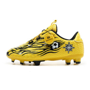 Rotating buckle lace-free childrens soccer shoes cleats for boys and girls student competition and professional training shoes