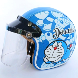 Helm Bogo Dewasa Full Leher Retro Karakter Doraemon + Kaca / Helm Bogo Helm Bogo Dewasa Helm Bogo Classic Bogo Helm Wanita Helem Bogo Cewek