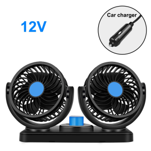 12V/24V 360 Degree All-Round Adjustable Car Auto Air Cooling Dual Head Fan Low Noise