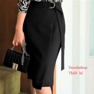Chân váy bút chì lưng cao Dáng dài 60cm phong cách công sở sang trọng vải kaki thun co giãn Vannhshop MS016