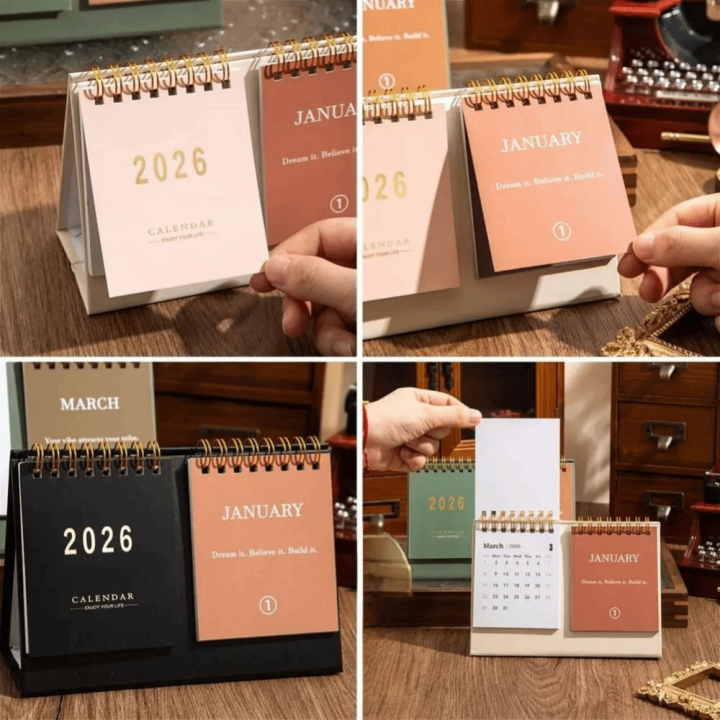 DUOJI Minimalist Design 2026 Calendar Spiral Binding Double Sides Memo ...