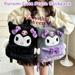 Kuromi Plush Backpack Cute Large Capacity Plush Purple Lovely School Bag Kindergarten Backpack