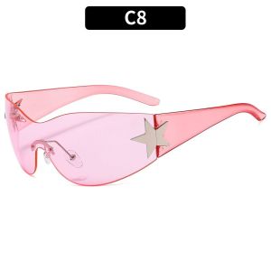 YESMILE Trendy 2000S Eyewear Rimless Punk Sports Sun Glasses Y2K Sunglasses for Women Men Wrap Around Shades