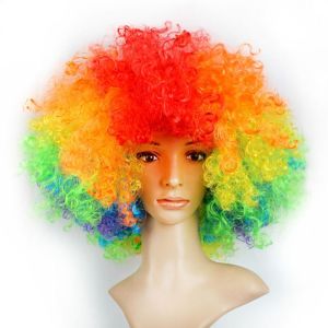 LYMEDIA Fashion Gift Football Fans Carnival Party Clown Cosplay Children/Adults Dressing Colorful Wigs Curly Hair Black Afro Curly Wig
