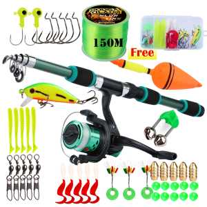 [COD]ชุดคันเบ็ดตกปลาแบบครบชุดพร้อมคันเบ็ดแบบยืดหดได้น้ำหนักเบาพิเศษ 1.8 เมตรและรอกหมุนเหยื่อเบ็ดและชุดคันเบ็ดสำหรับเดินทาง