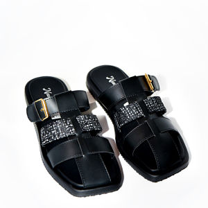 Sendal Platform Wanita Rajut Gesper Sandal Fradet wanita  Slop Slip On Kekinian 2024