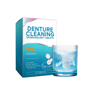 12 Tables Hygienic Denture Cleaner Tablets Deep Cleans Dental Appliances Aligners Guards In Warm Water Solution