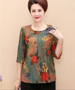 Áo thun họa tiết hoa cho mẹ / Áo cho người trung niên U50-60