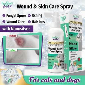 Hegen Pet Wound & Skin Care Spray With Nanosilver For Fungus Itching Ringworm Mange For Dogs & Cats