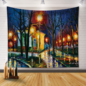 Ready stock sa local warehouseHanging cloth ins Vintage Oil Painting Background Wall Hanging Nordic Style Room Interior Decoration Colorful Landscape Tapestry