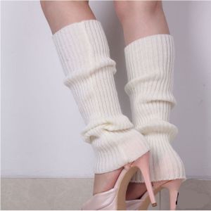 Women Halloween 80s Neon Colored Knit Leg Warmers Ribbed Bright Footless Socks Punk Black Knee High Gothic Hip-hop Rock Sock